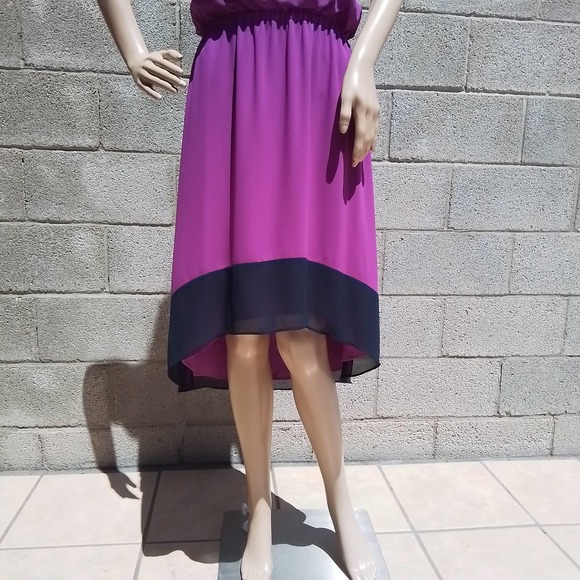 Jessica Simpson Sleeveless Dress Size 6 Fuchsia w/ High Low Hem Criss Cross Back - Picture 5 of 16